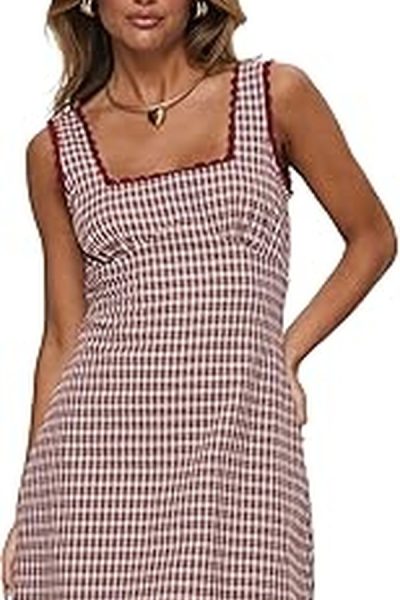 Rosie DiMare’s Blue Check Print Mini Dress