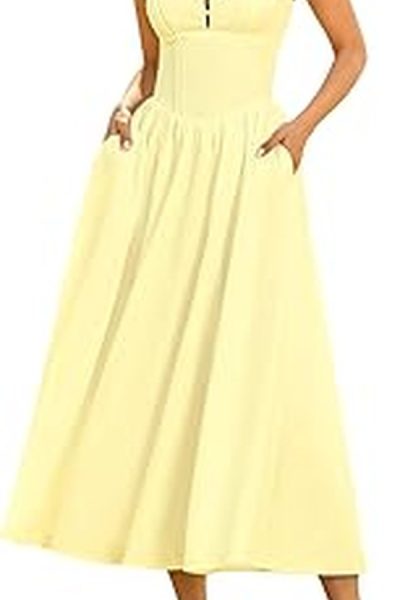 Sutton Stracke’s Yellow Lace Midi Dress