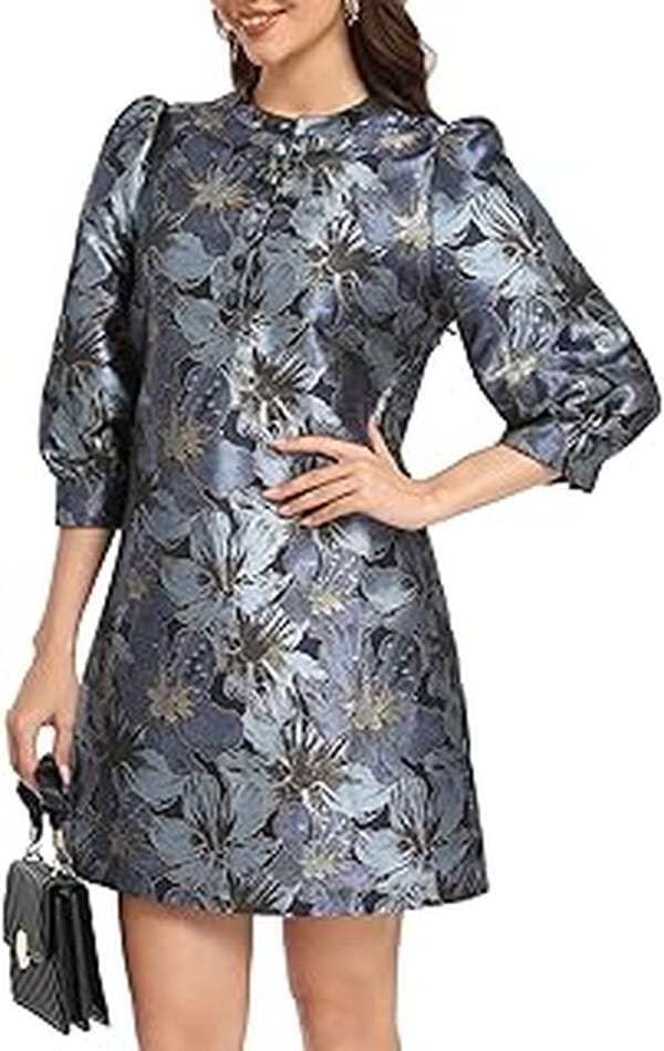 Natalie Fuller’s Printed Jacquard Dress in Italy