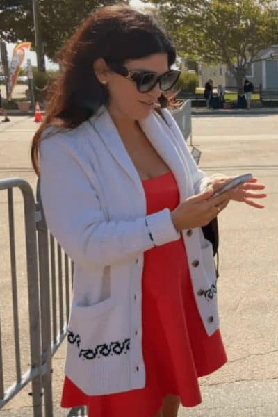 Jo-Ellen Tiberi’s Coral Dress and Sailboat Cardigan - Product Image
