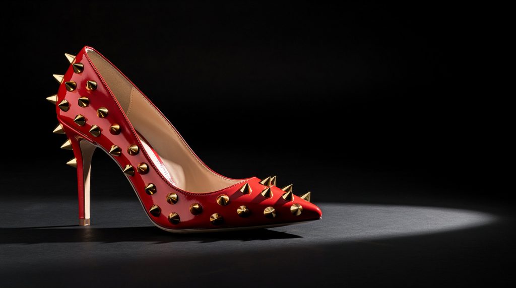 NeNe Leakes' red and gold spike heel pumps, RHOA reunion style