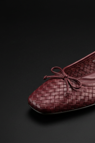 Merlot handwoven leather square-toe ballet flat, Bethenny Frankel's fall pick