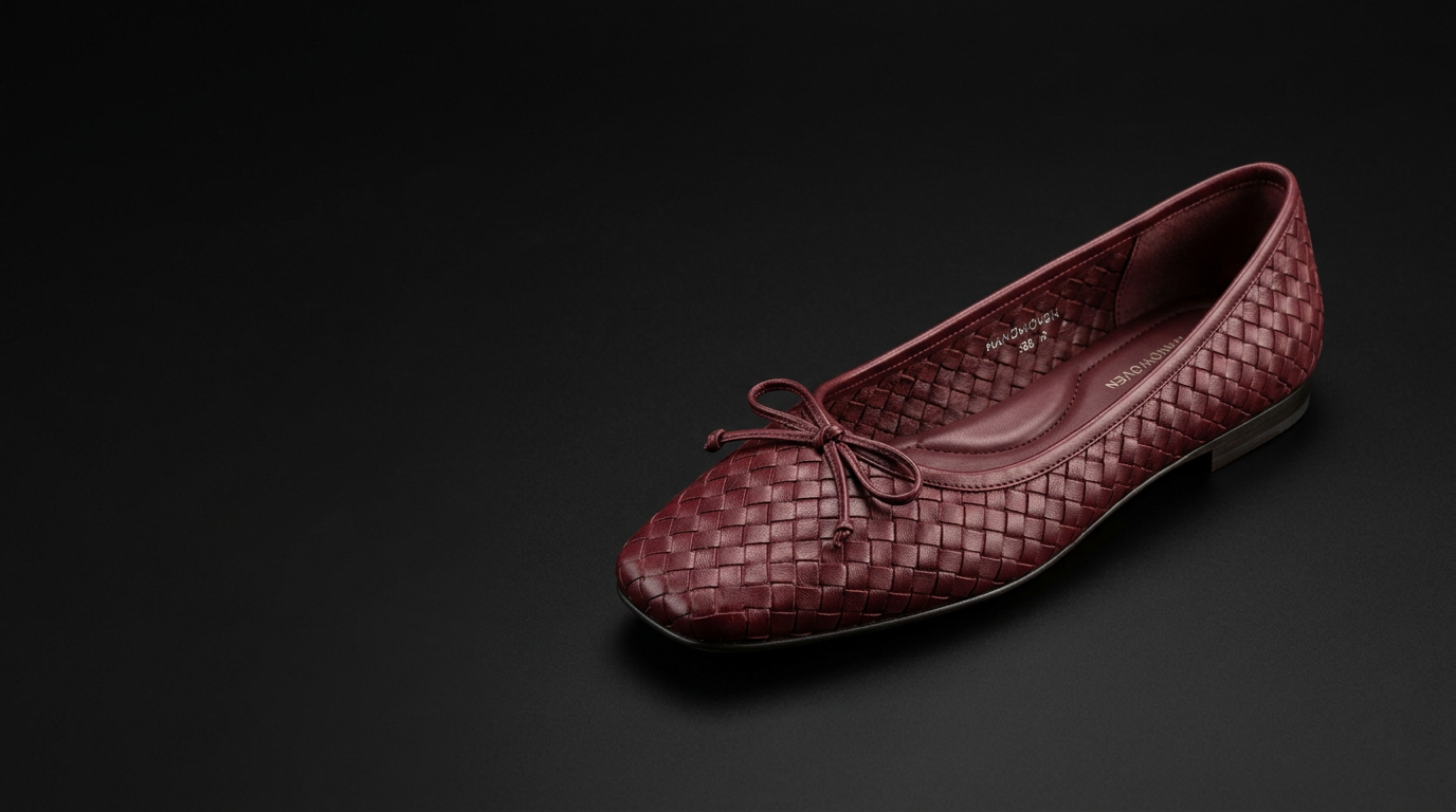 Merlot handwoven leather square-toe ballet flat, Bethenny Frankel's fall pick