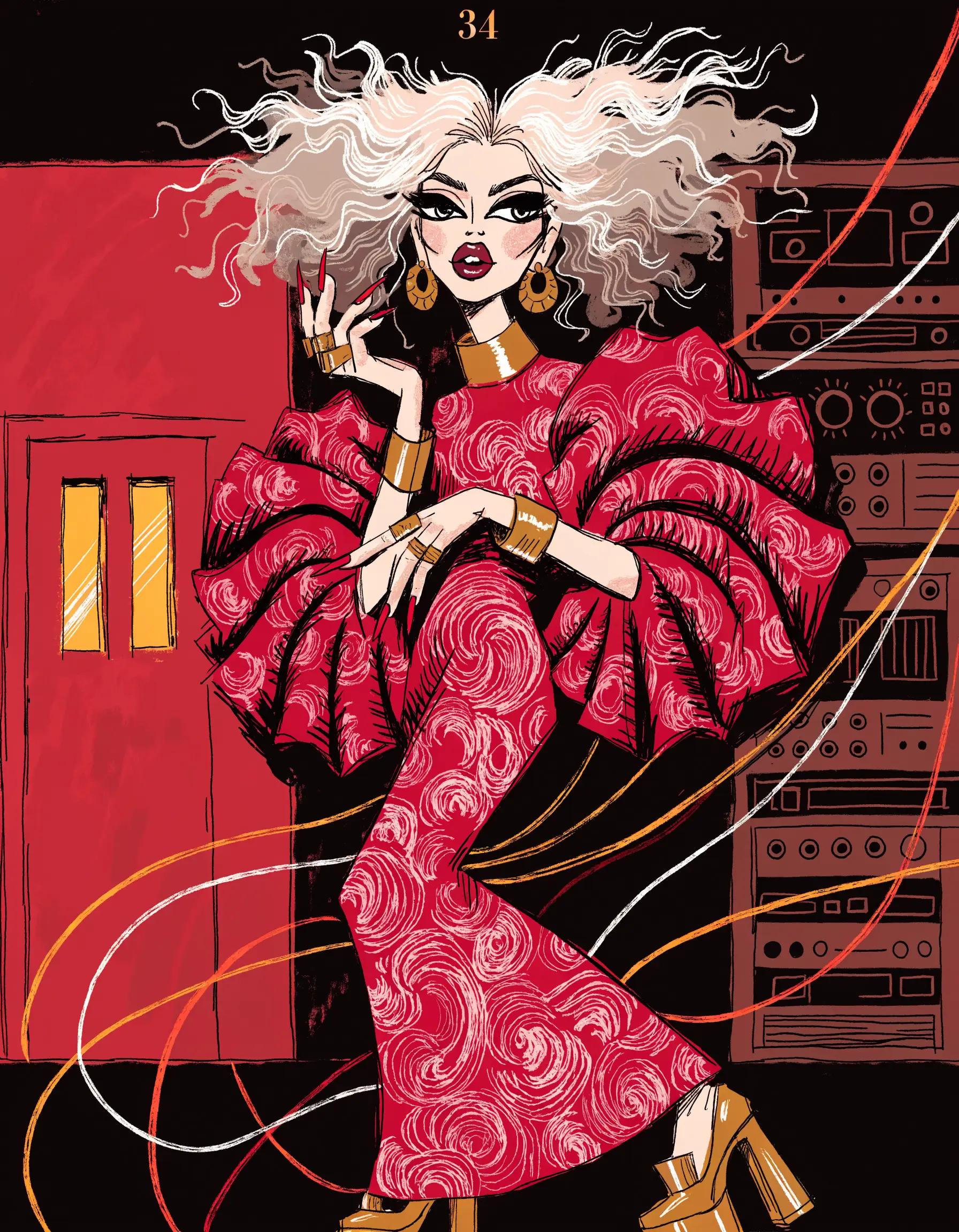 Illustrated Glam Fab archetype portrait, ranked number 34