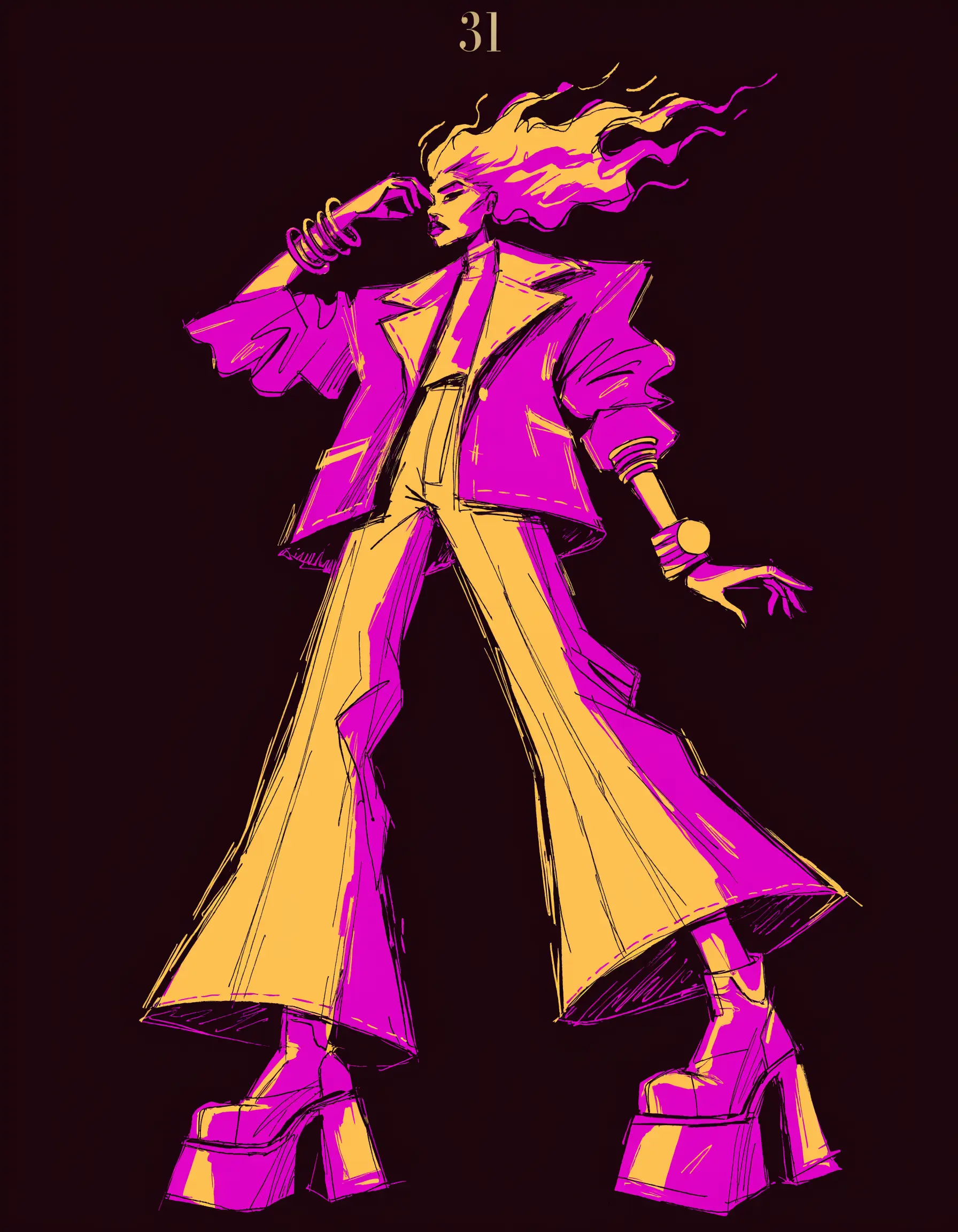 Illustrated Main Character Neon archetype portrait, ranked number 31