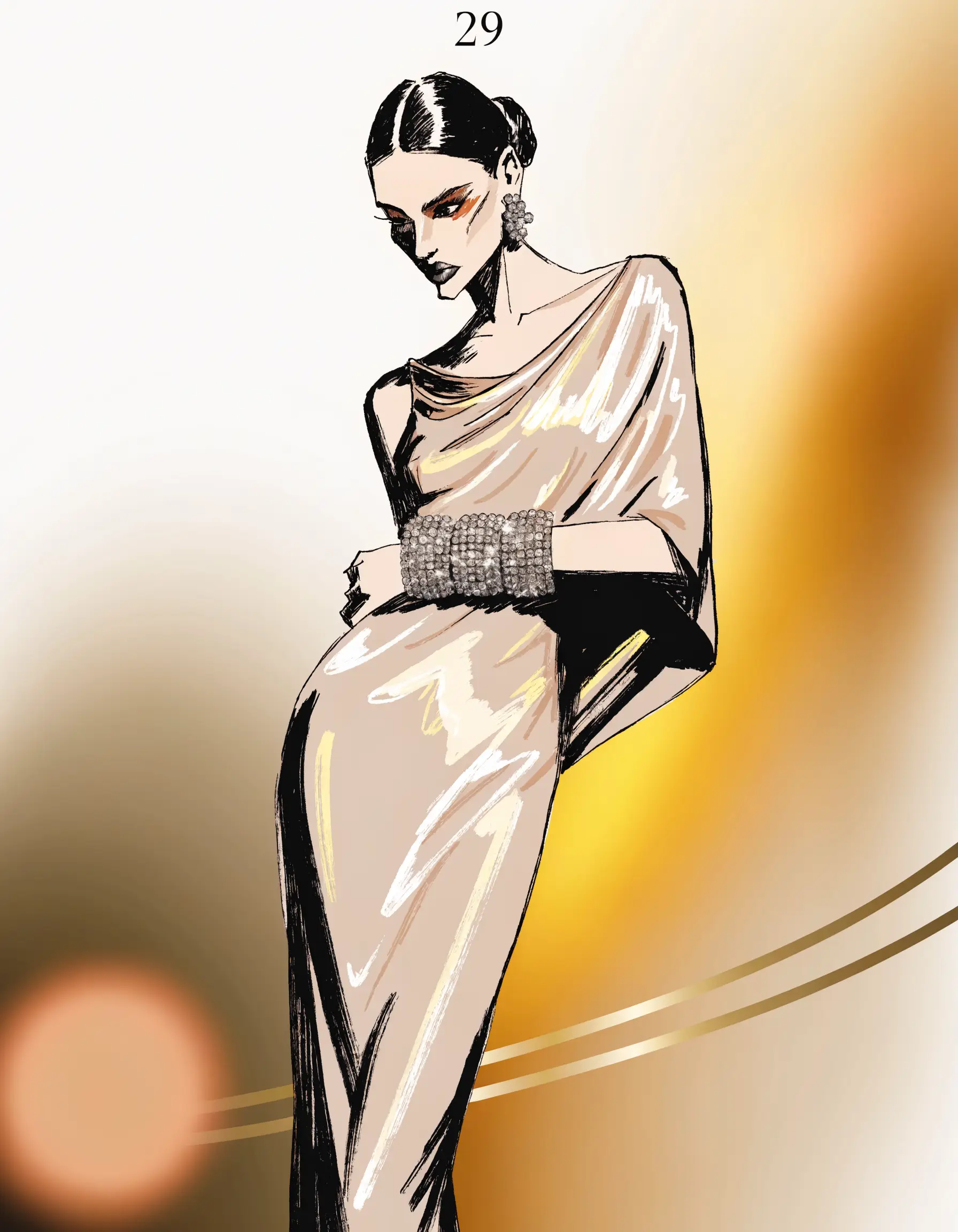 Illustrated Sultry Luxe archetype portrait, ranked number 29