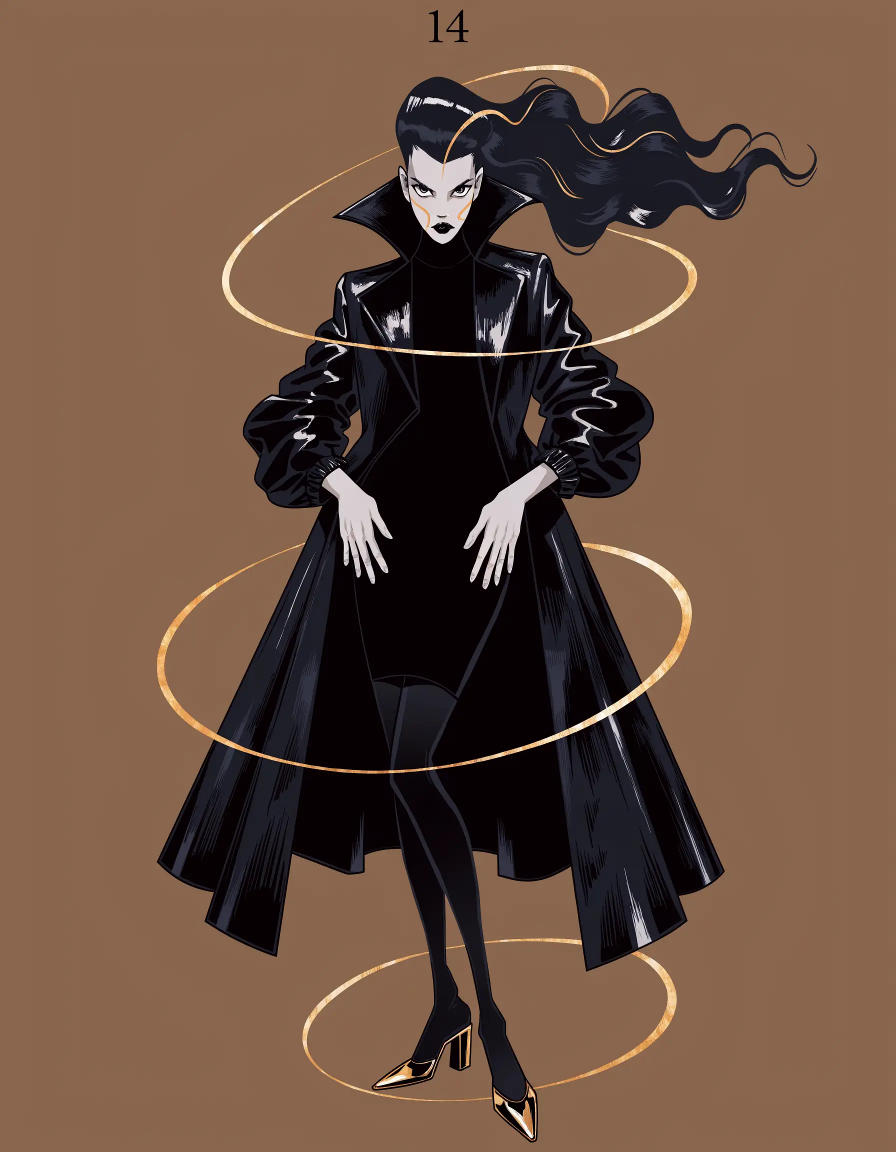 Illustrated Dark Feminine archetype portrait, ranked number 14