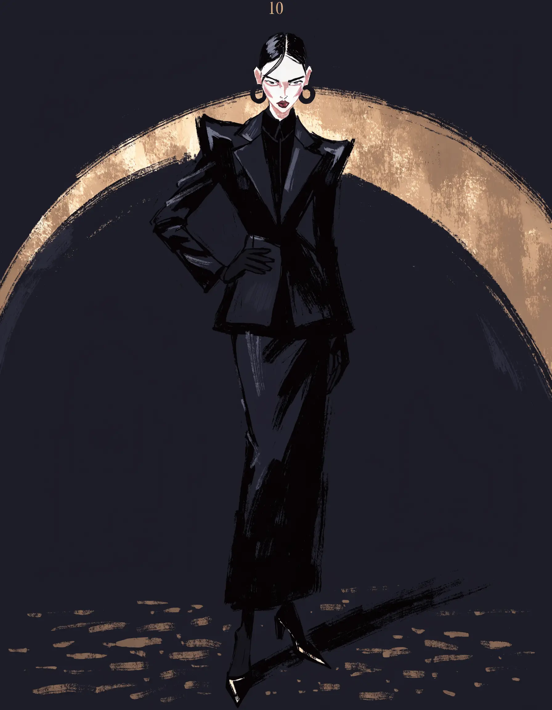 Illustrated Dark Feminine archetype portrait, ranked number 10
