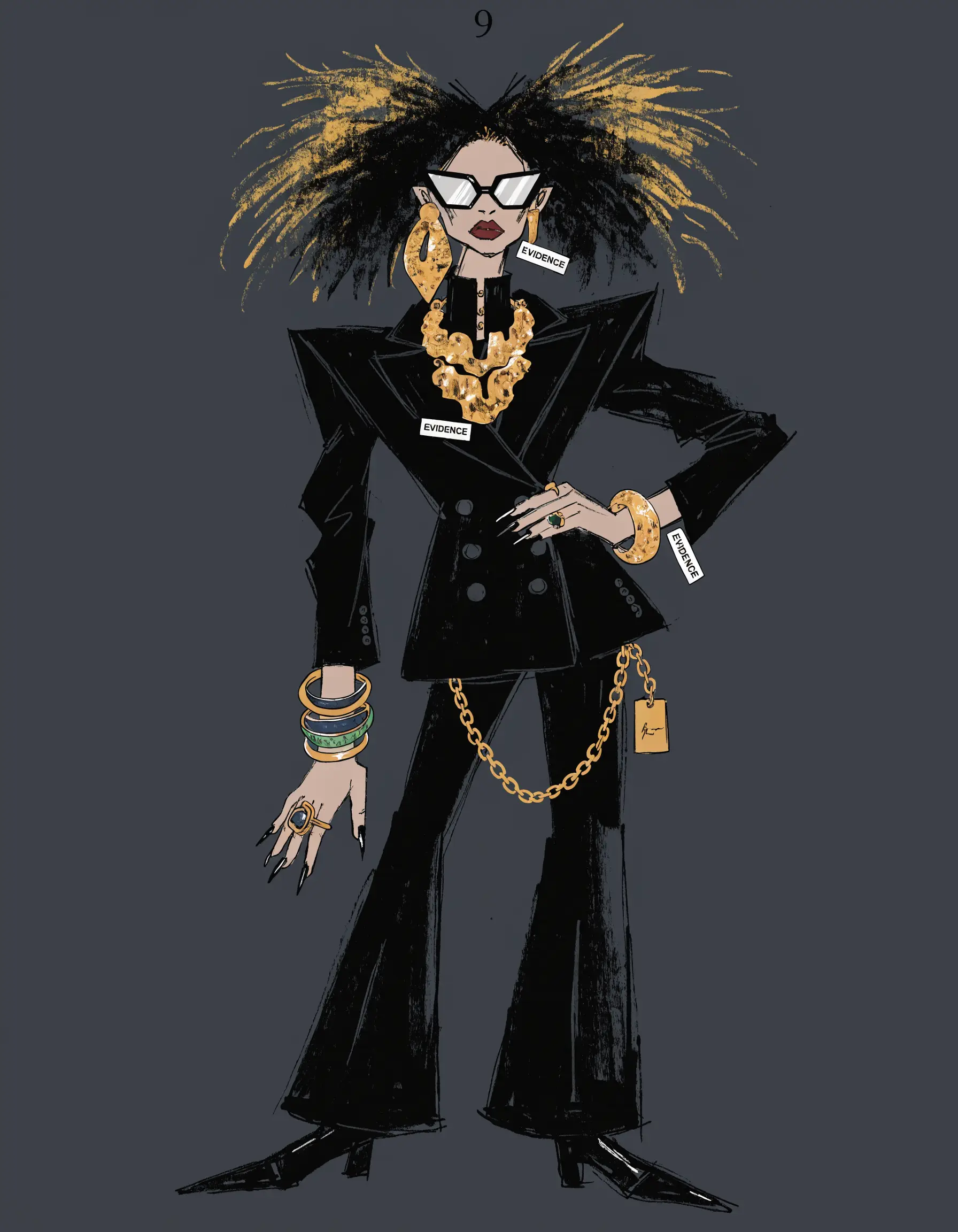 Illustrated Dark Feminine archetype portrait, ranked number 9