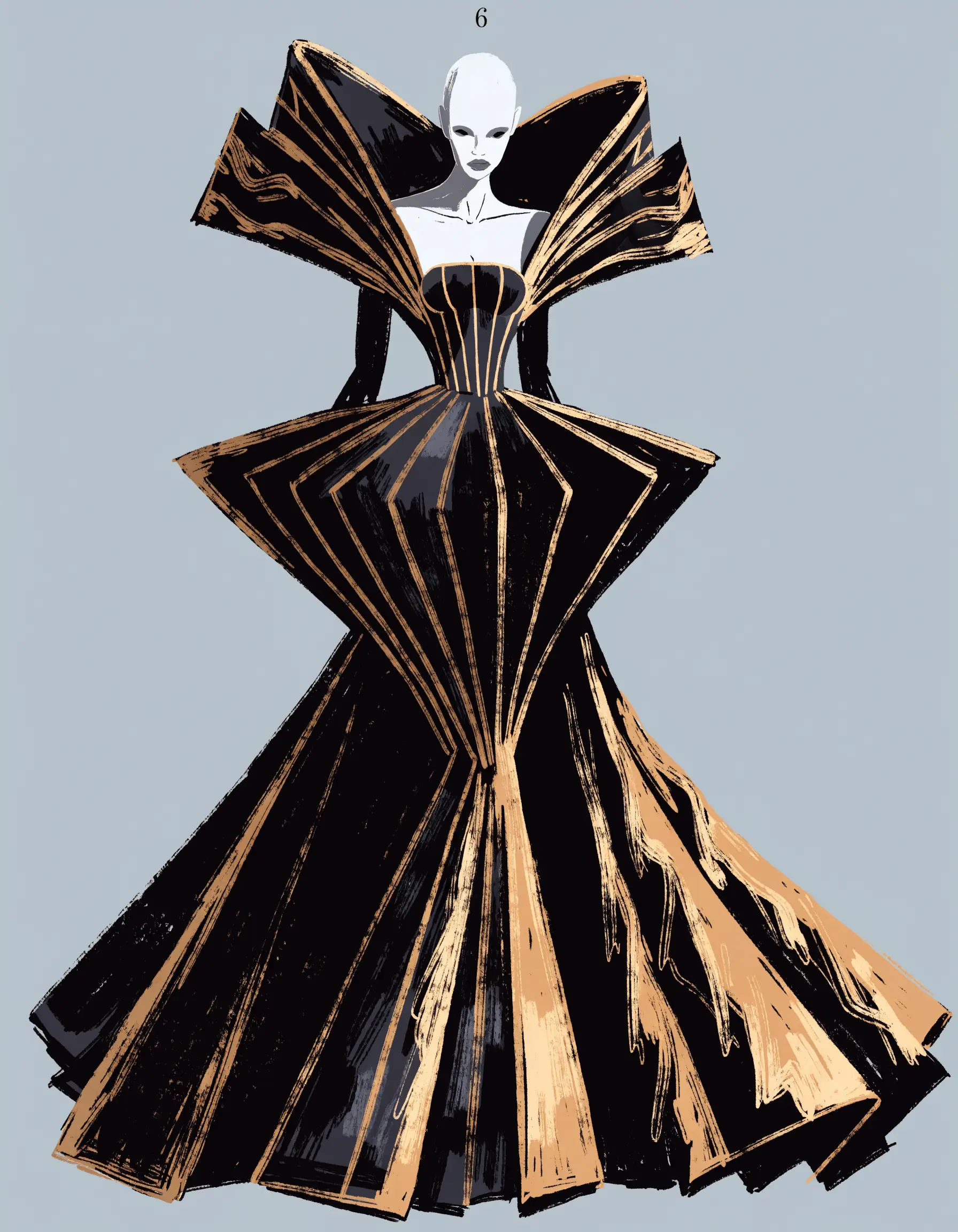 Illustrated High Couture archetype portrait, ranked number 6