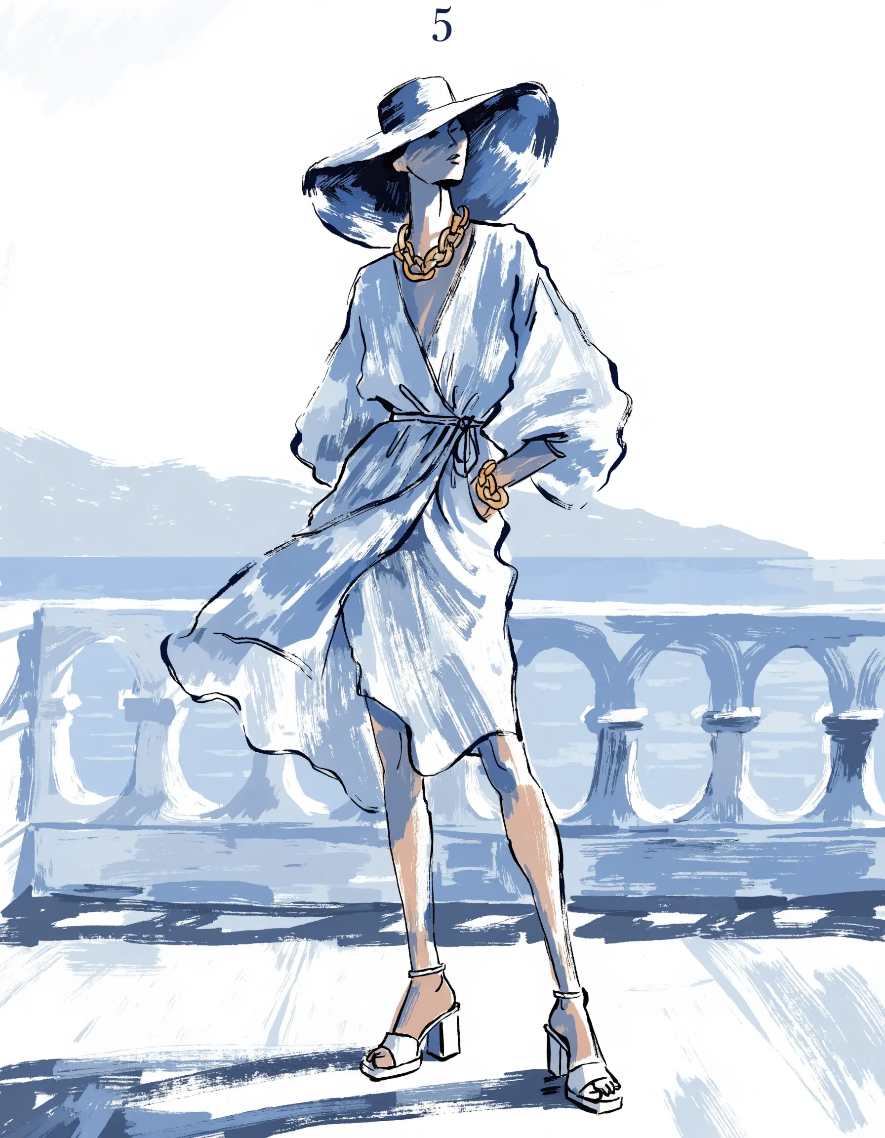 Illustrated Euro Summer Chic archetype portrait, ranked number 5