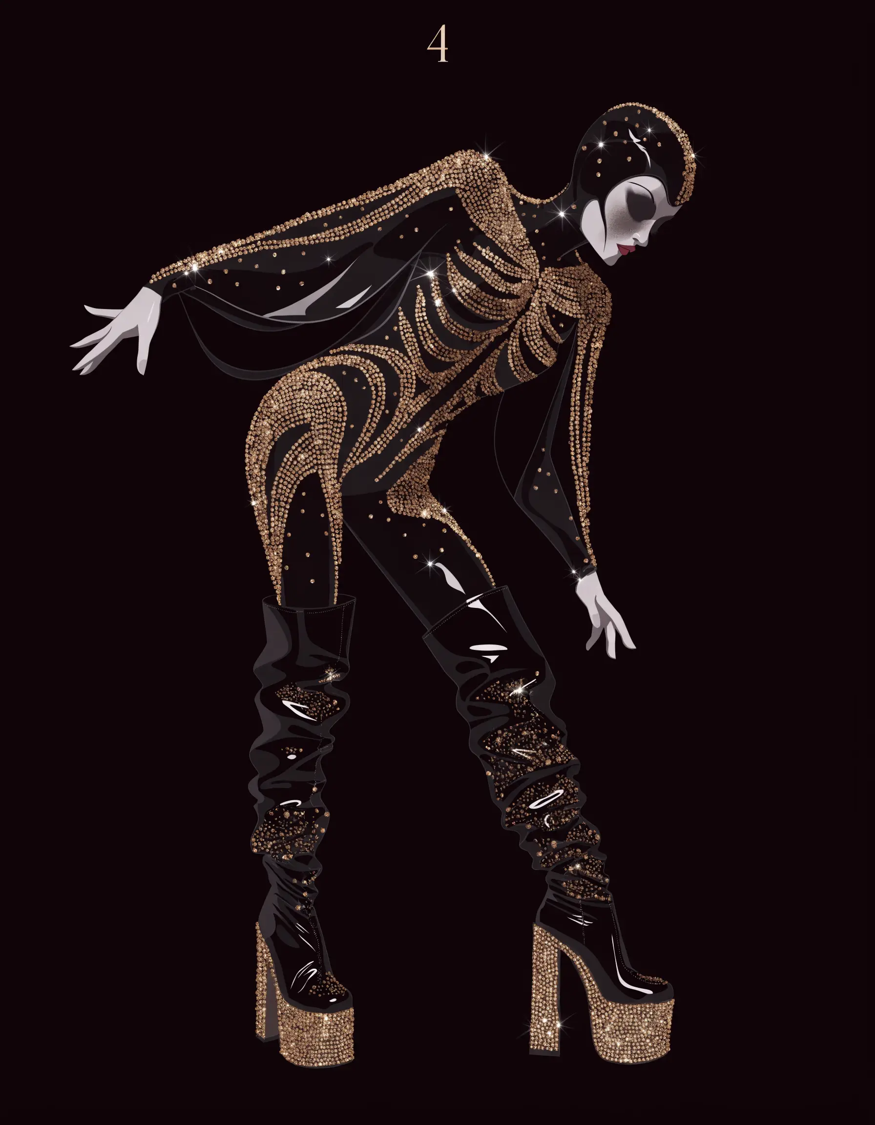 Illustrated Dark Feminine archetype portrait, ranked number 4