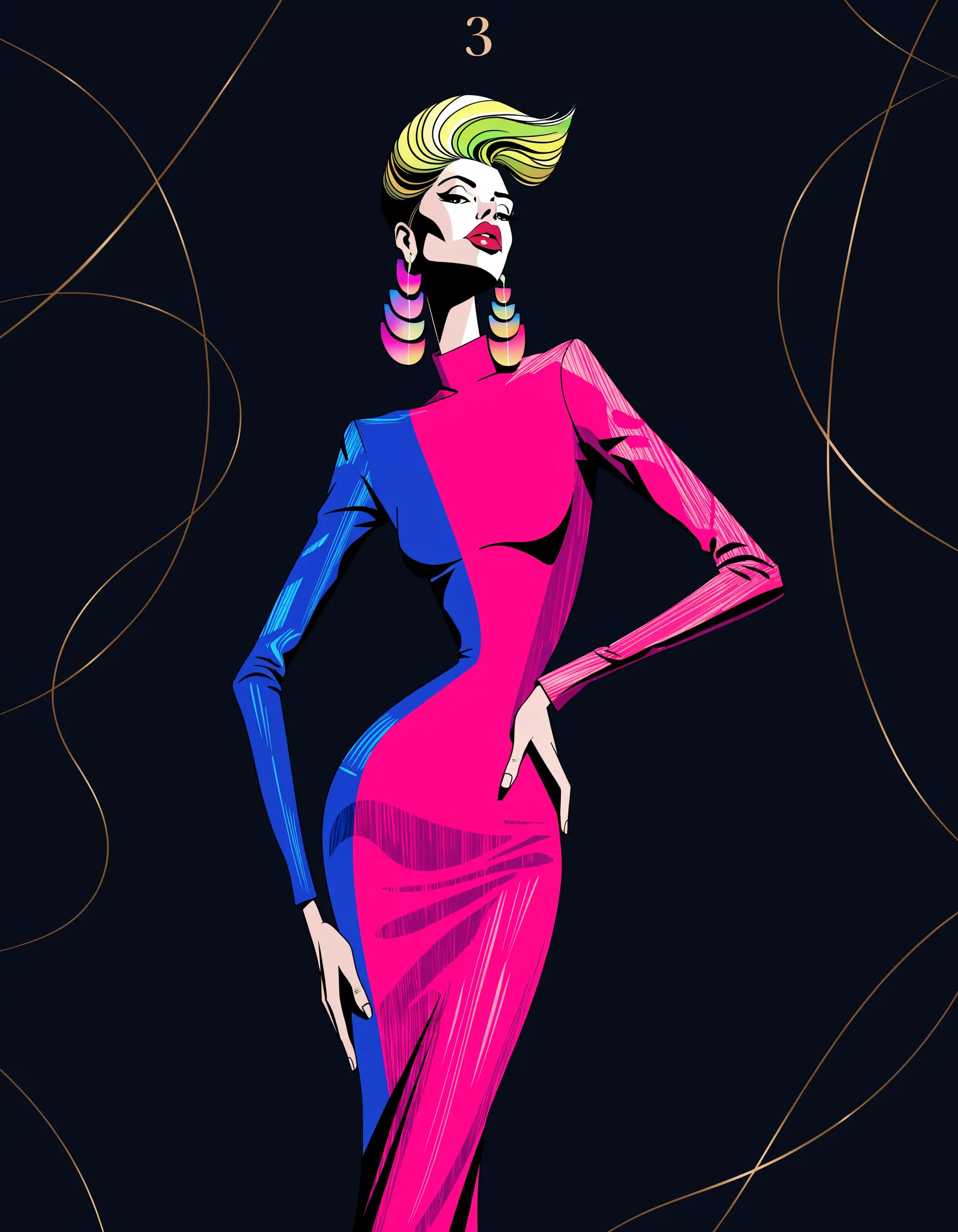 Illustrated Main Character Neon archetype portrait, ranked number 3