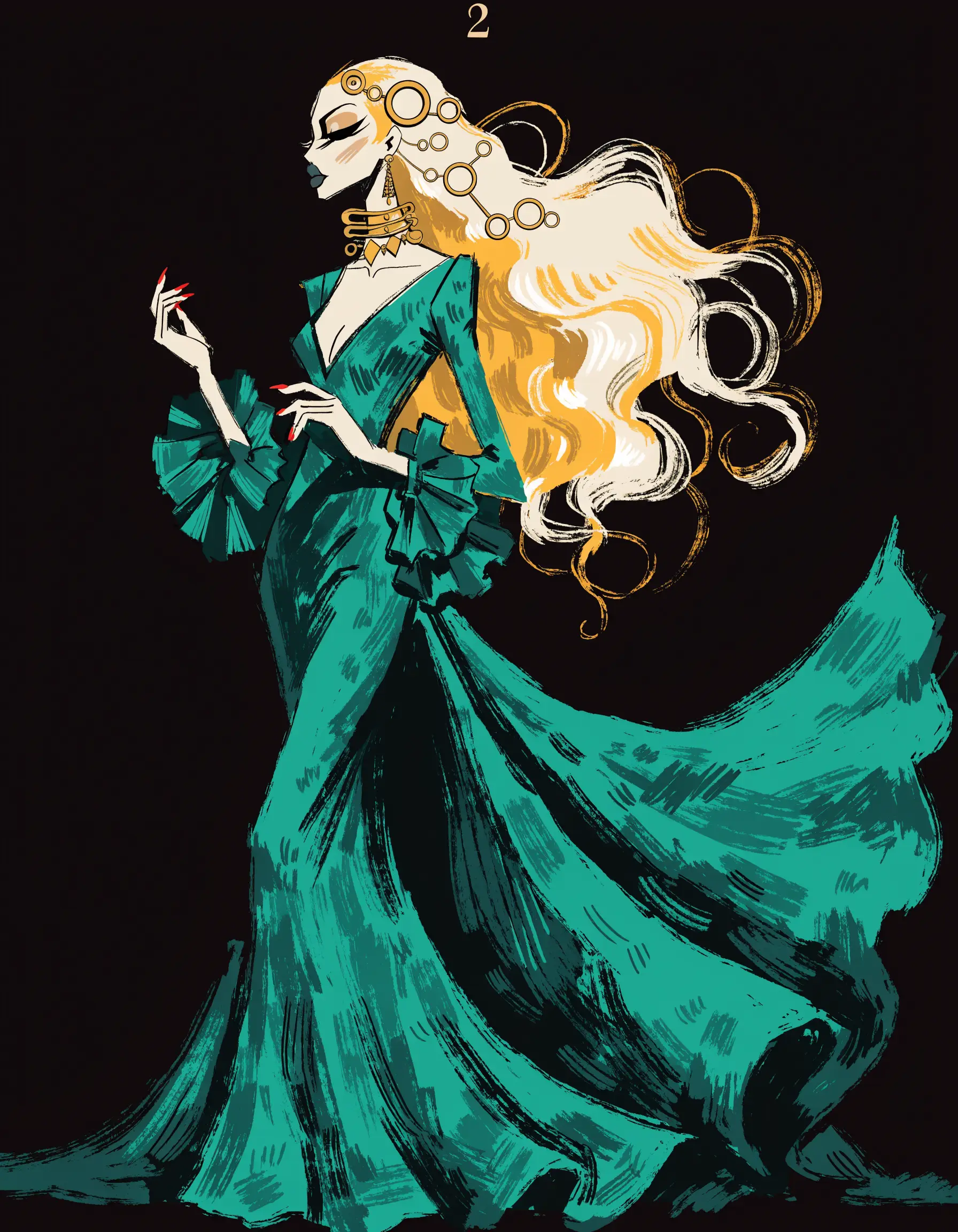 Illustrated Glam Fab archetype portrait, ranked number 2